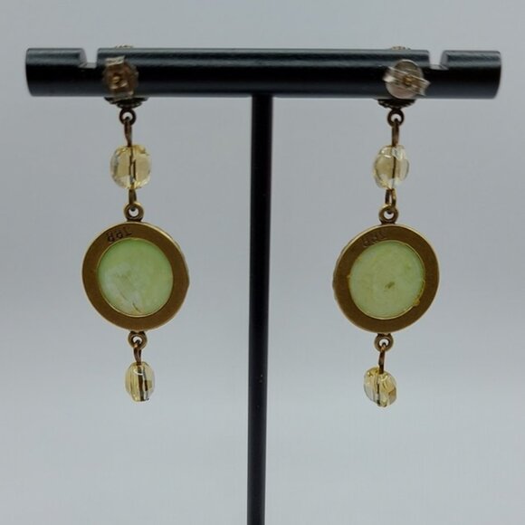 Handmade Green Gemstone Dangle Earrings - Picture 3 of 7